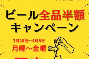 全店開催！タップビール【全部半額】キャンペーン！！